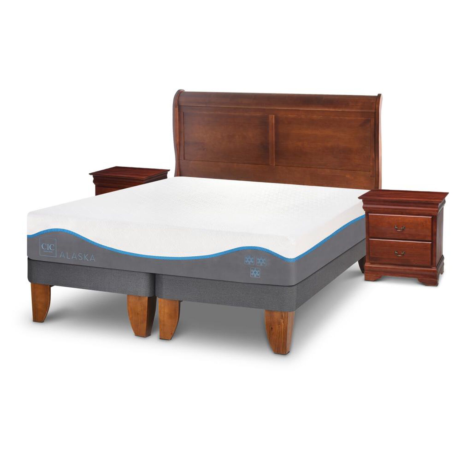 Cama Europea Cic Alaska / King / Base Dividida + Set De Maderas image number 1.0