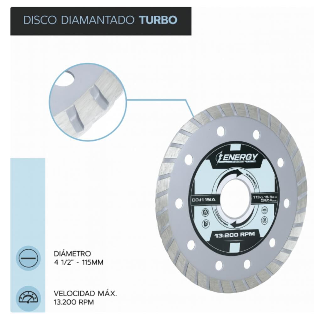 Disco Diamantado Turbo 4 1/2 X 7/8" Granito-marmol image number 2.0