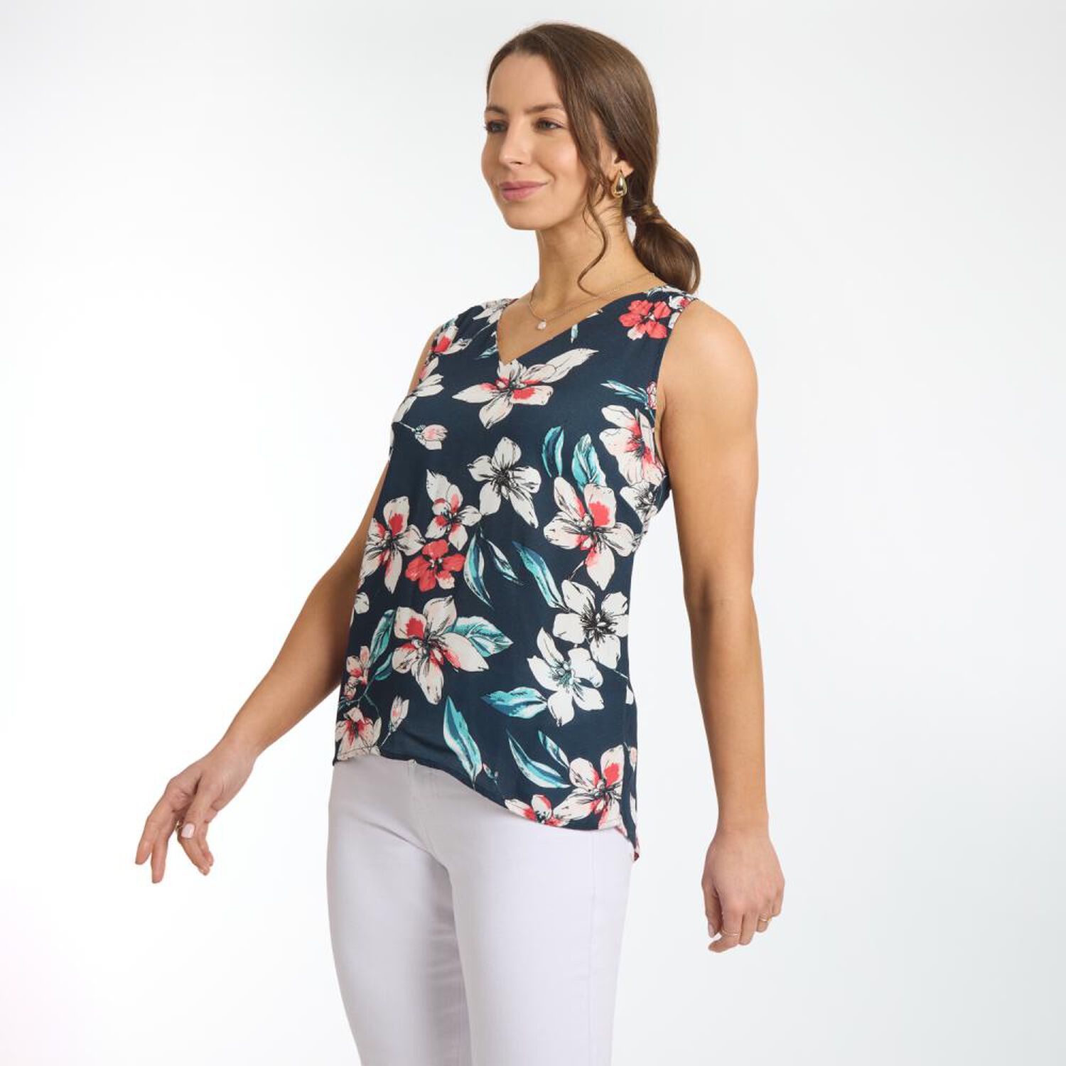 Blusa Lisa Regular Sin Mangas Cuello V Mujer Geeps image number 2.0