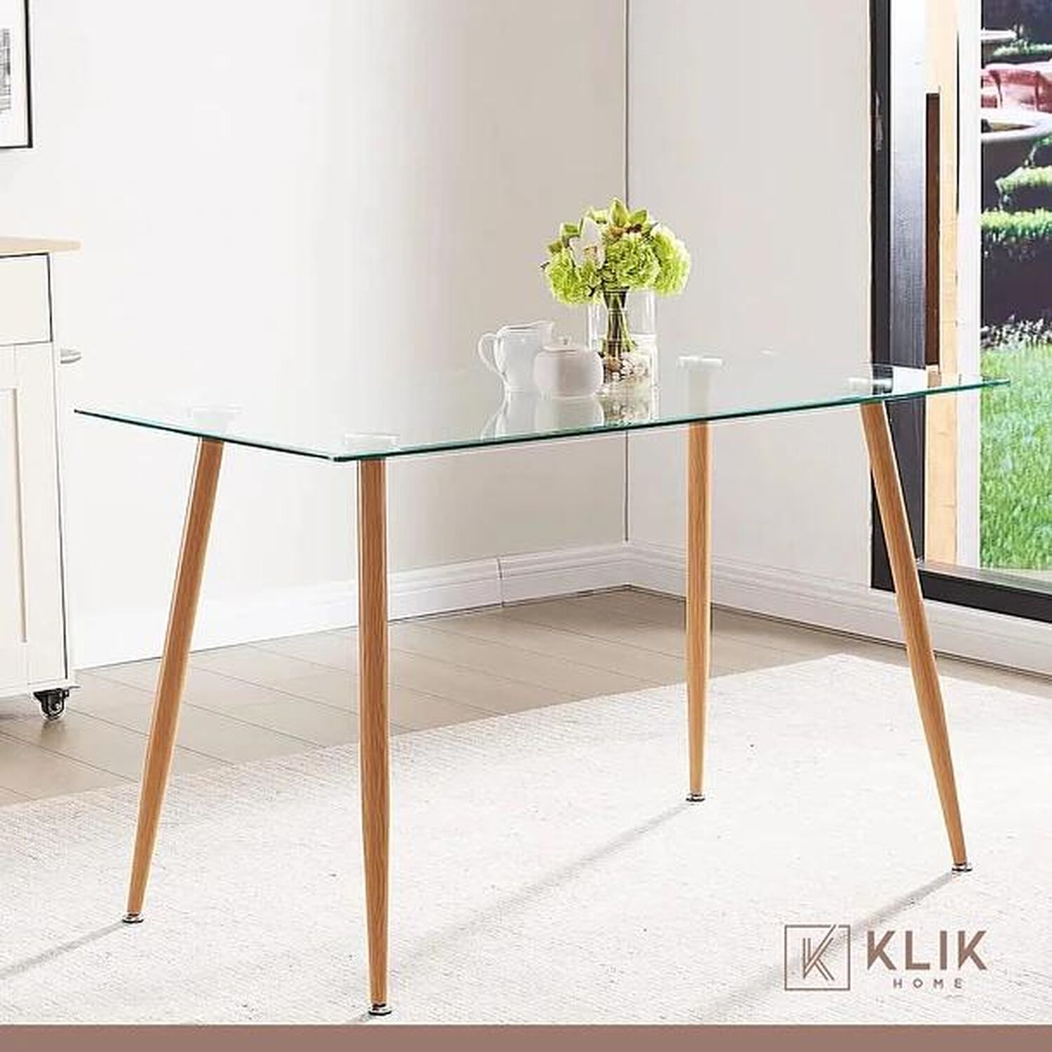 Comedor Mesa De Vidrio Rectangular 120x80 + 6 Sillas Eames Negras image number 7.0