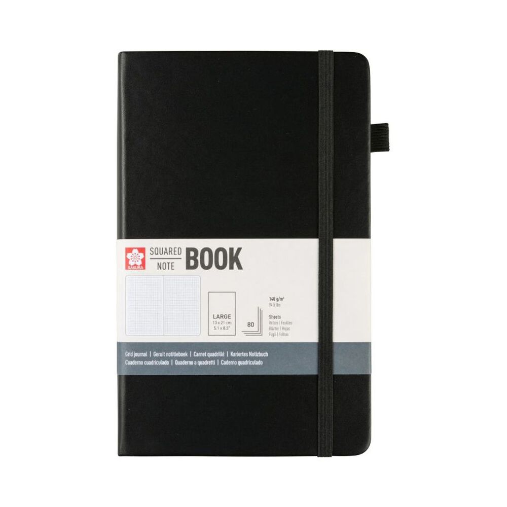 Libreta Hoja Crema Con Cuadrados 13x21cm(negro), Sakura image number 0.0