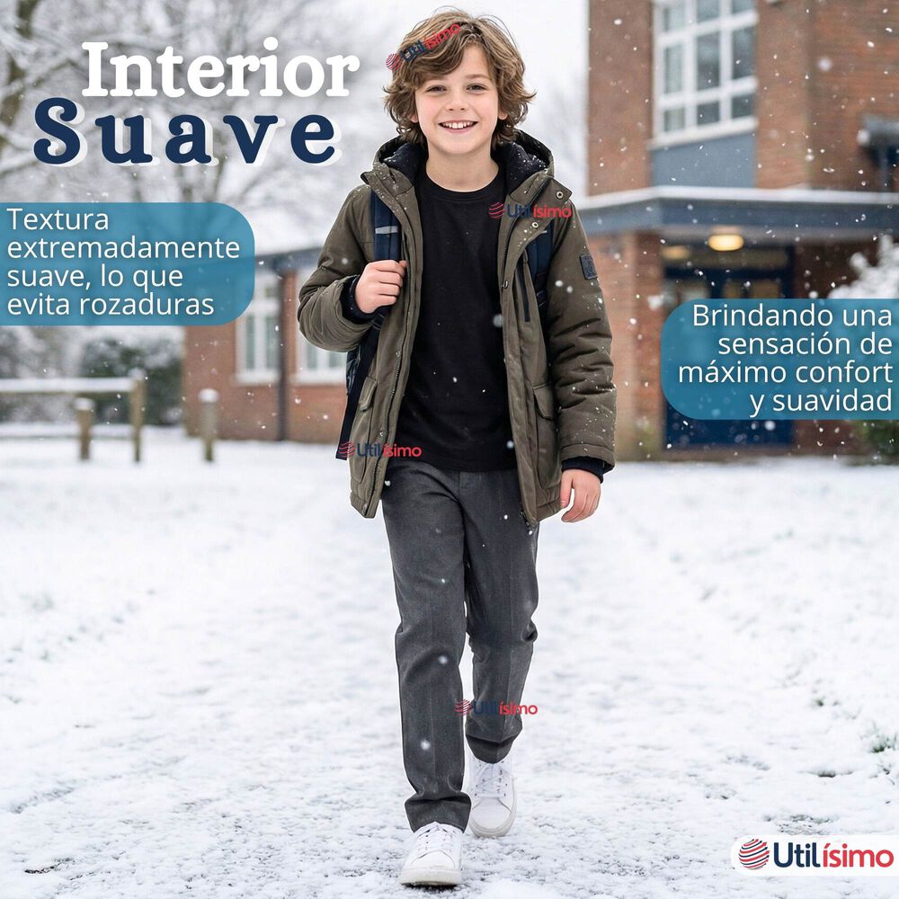 Polera Camiseta Polar Negra Primera Capa Escolar Cuello Redondo Manga Larga Ni&ntilde;o image number 8.0