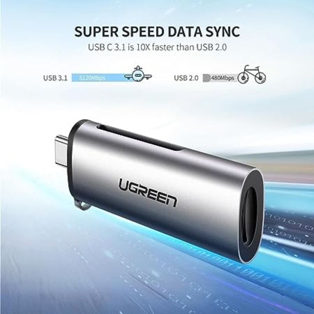 Lector 2en1 Multi-tarjeta De Memoria Usb-c 3.1 (sd/microsd) Aluminio Silver Ugreen Cm184 image number 1.0