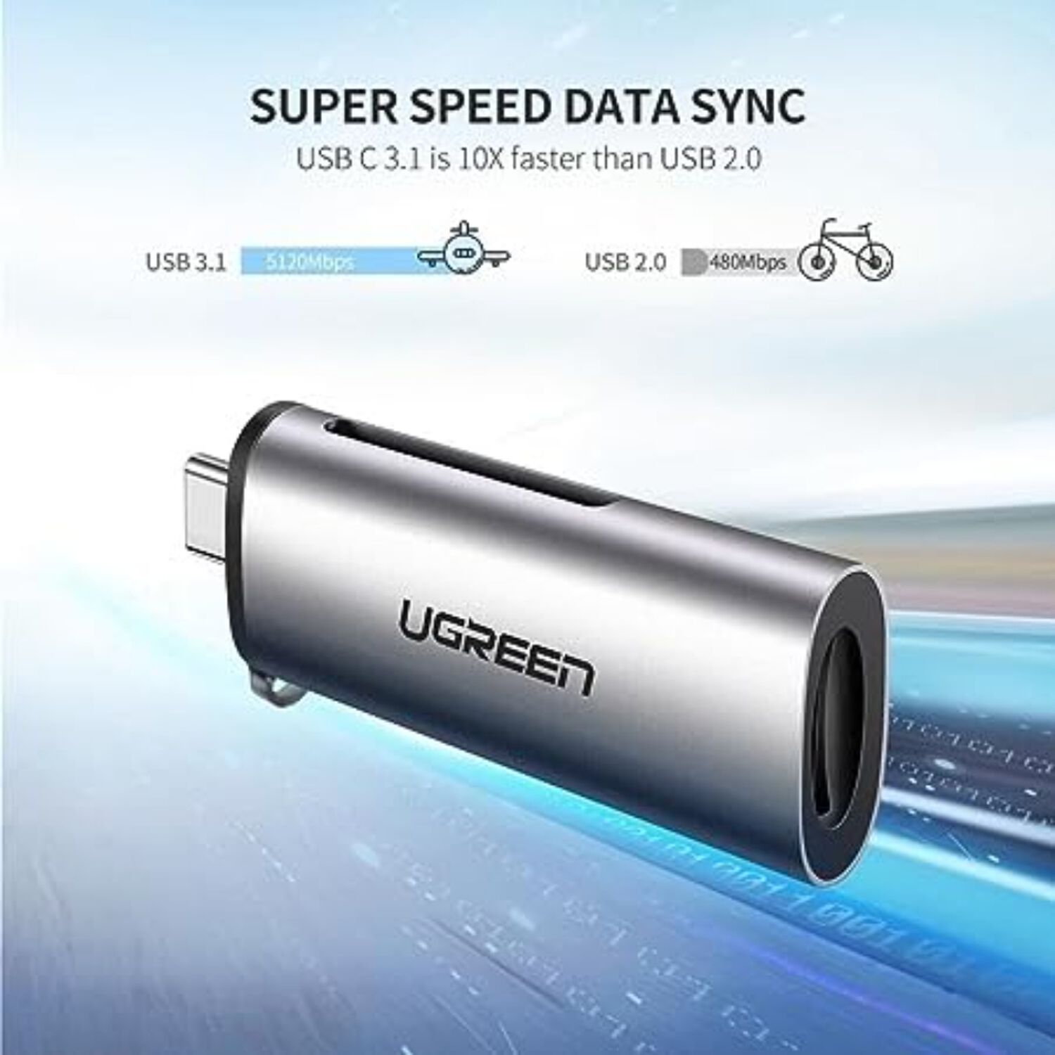 Lector 2en1 Multi-tarjeta De Memoria Usb-c 3.1 (sd/microsd) Aluminio Silver Ugreen Cm184 image number 1.0