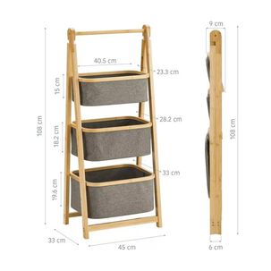 Estante De Almacenamiento De 3 Niveles Con Cesto Plegable