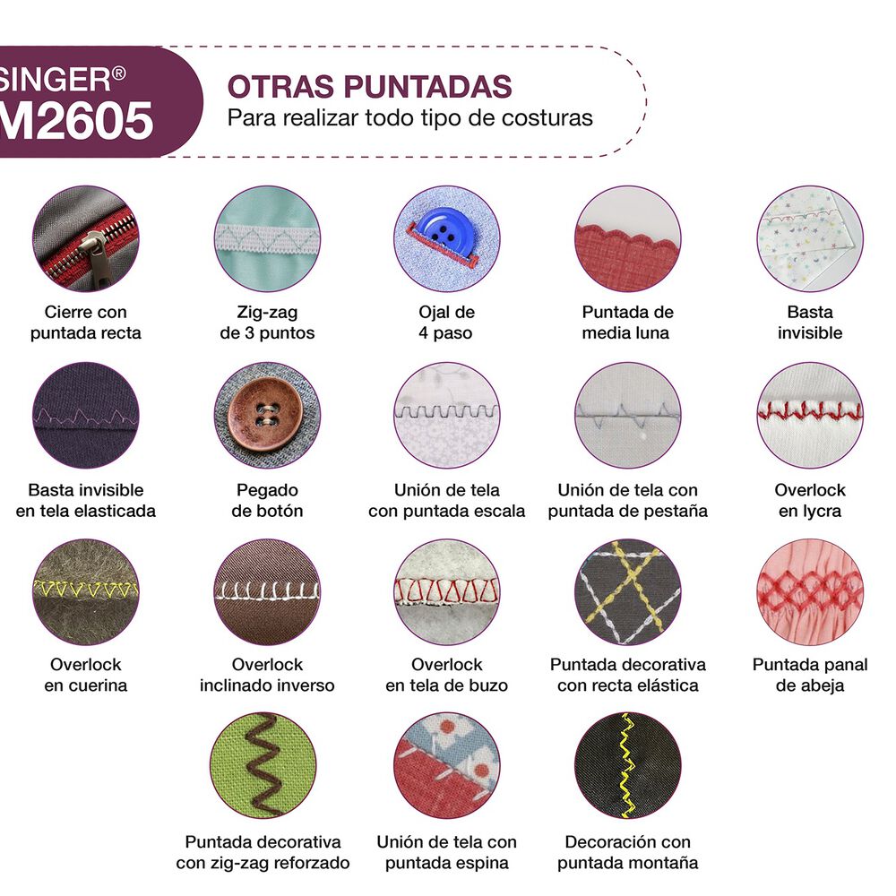 M&aacute;quina De Coser Recta Zig Zag Singer M2605 image number 3.0