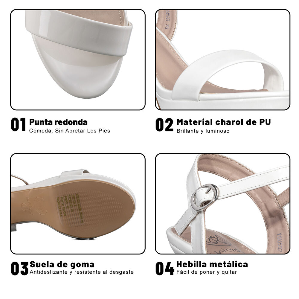 Sandalia Casual Taco Alto Simil Charol Mujer Weide You537 image number 8.0