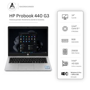 Notebook Hp 440 G3 I5 6th 8gb 256gb - Win11 Office - Reacondicionado Profesional