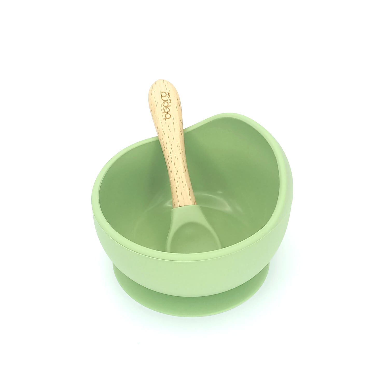 Plato Silicona Con Cuchara Verde Oliva image number 0.0