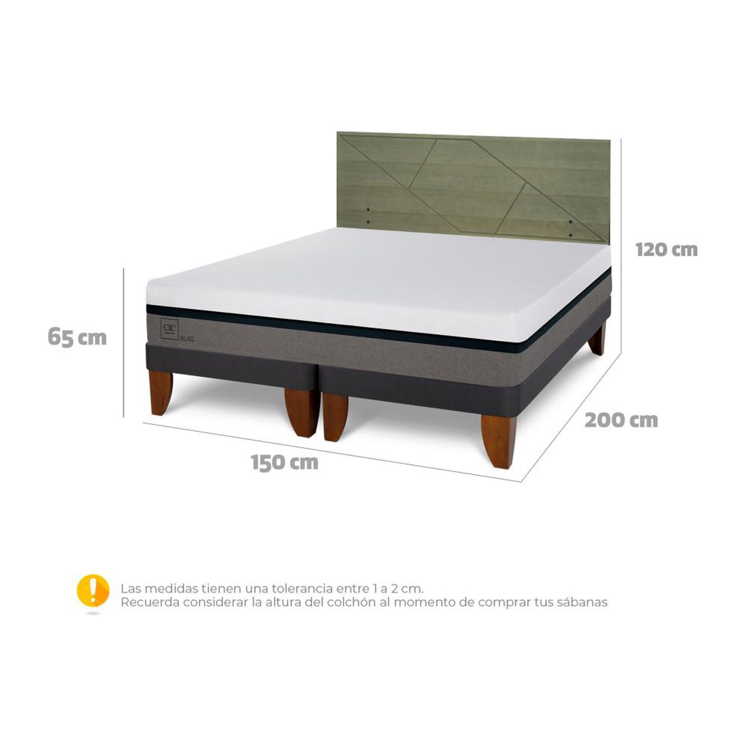 Cama Europea Cic Balance / 2 Plazas / Base Dividida + Respaldo image number 6.0