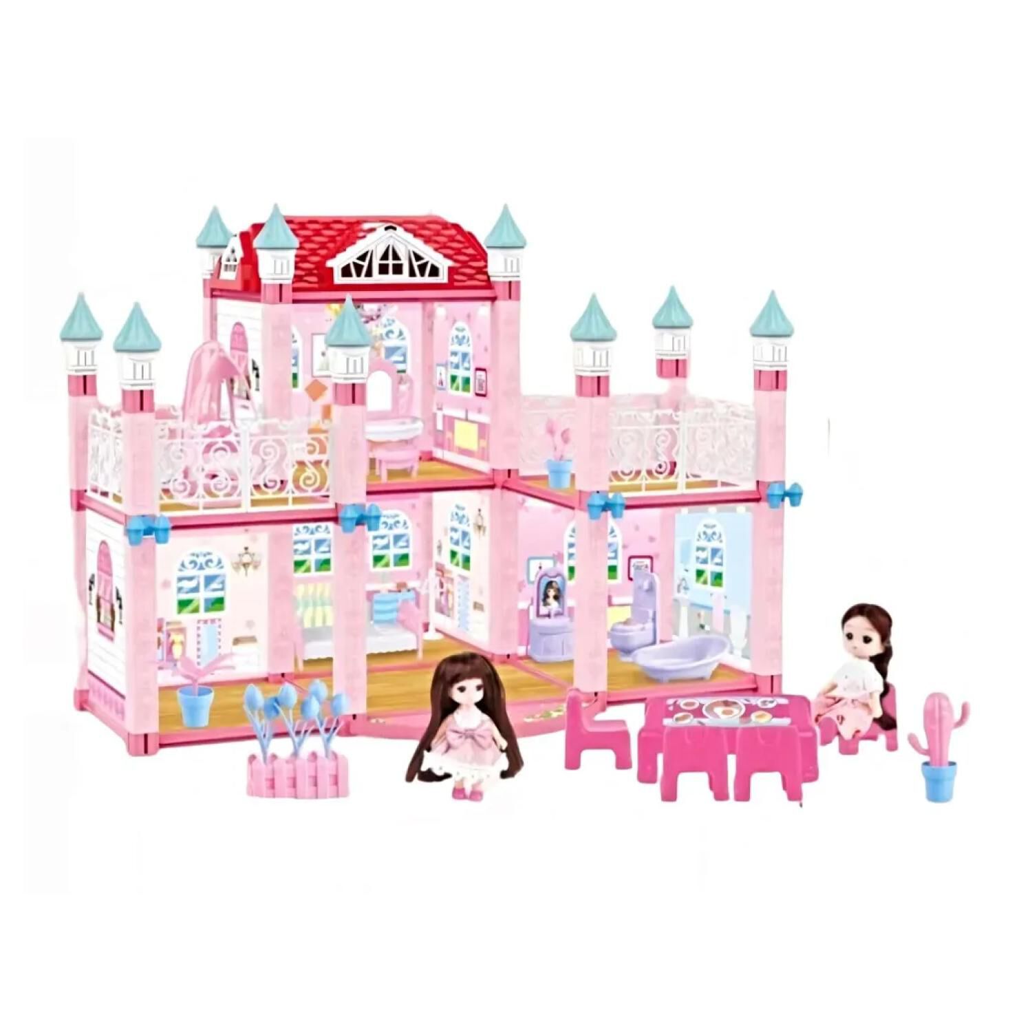 Juguete Casa Castillo De Mu&ntilde;ecas 148 Piezas Rosado Infantil image number 0.0