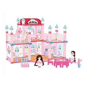 Juguete Casa Castillo De Mu&ntilde;ecas 148 Piezas Rosado Infantil