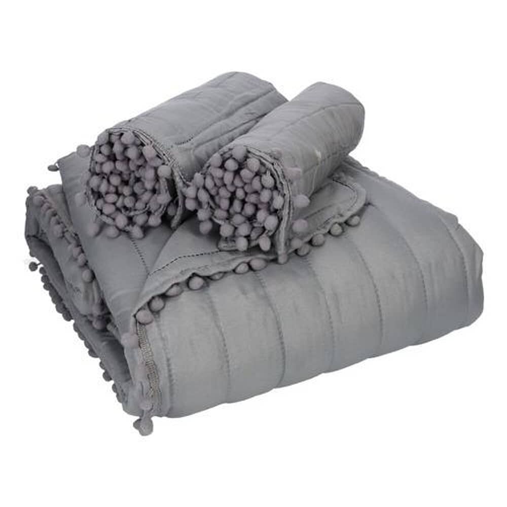 Quilt Andes Pom Pom Gris King image number 4.0