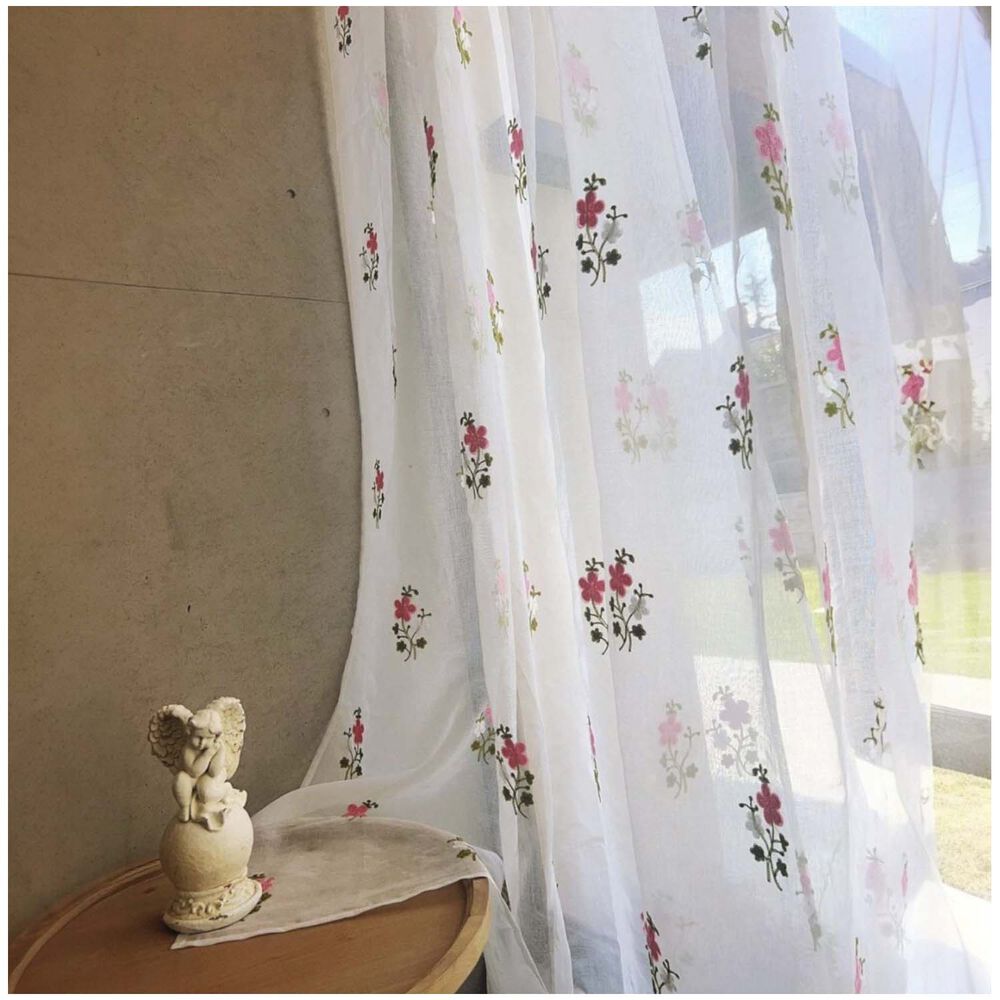 Set De 02 Visillos Bordados Con Argollas 140x230 Cm Mod09 image number 2.0