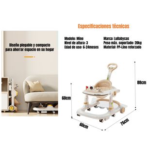 Andador Caminador Con Manilla Y Luces Mine Blanco Lubabycas
