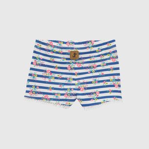 Short Rayas Y Flores Algod&oacute;n Peruano