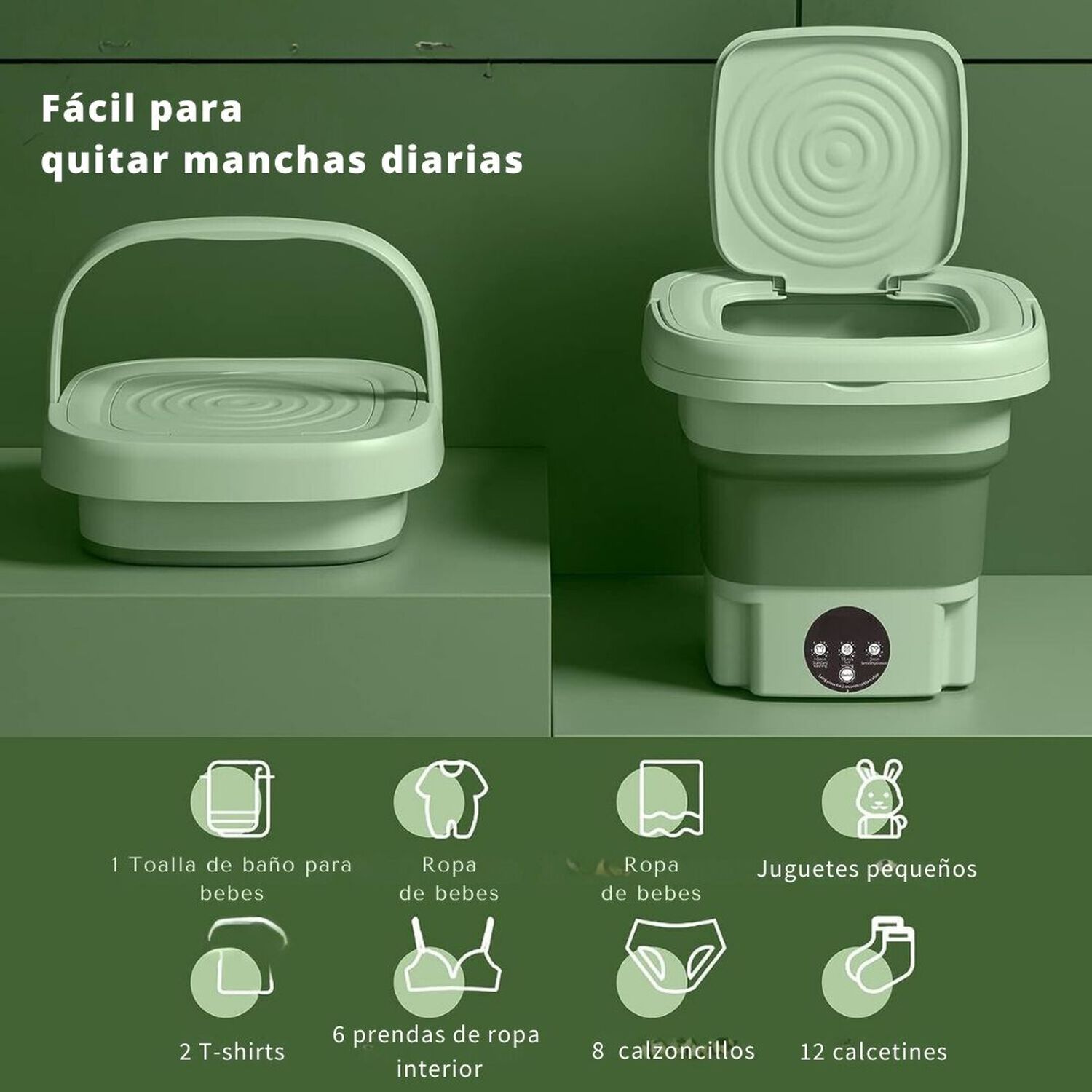 Mini Lavadora Port&aacute;til Plegable 6 Litros De Cubo Peque&ntilde;o image number 3.0
