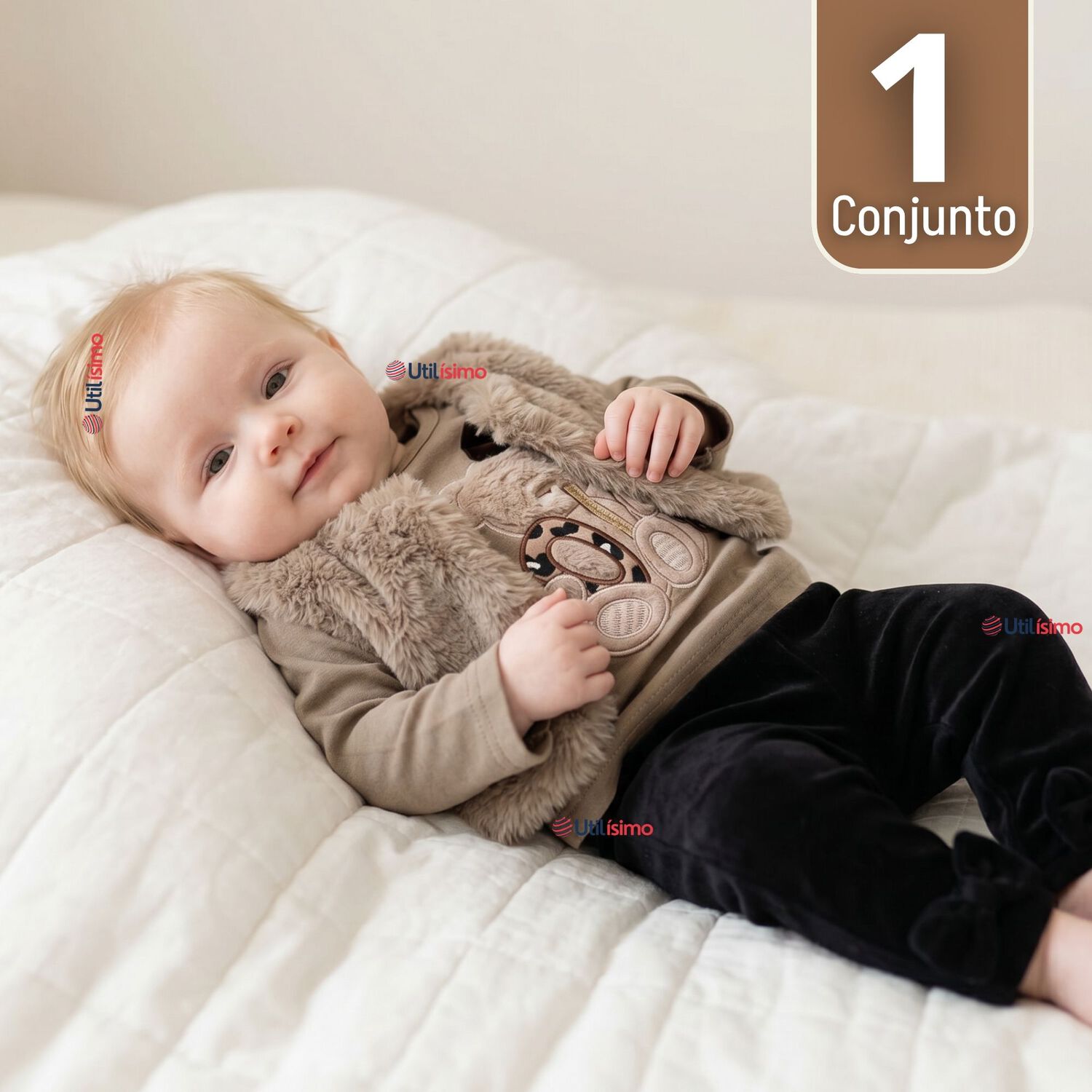 Conjunto Buzo Polera Chaleco 3 Piezas Beb&eacute; Ni&ntilde;a Tedmimak Beautiful Bear image number 0.0