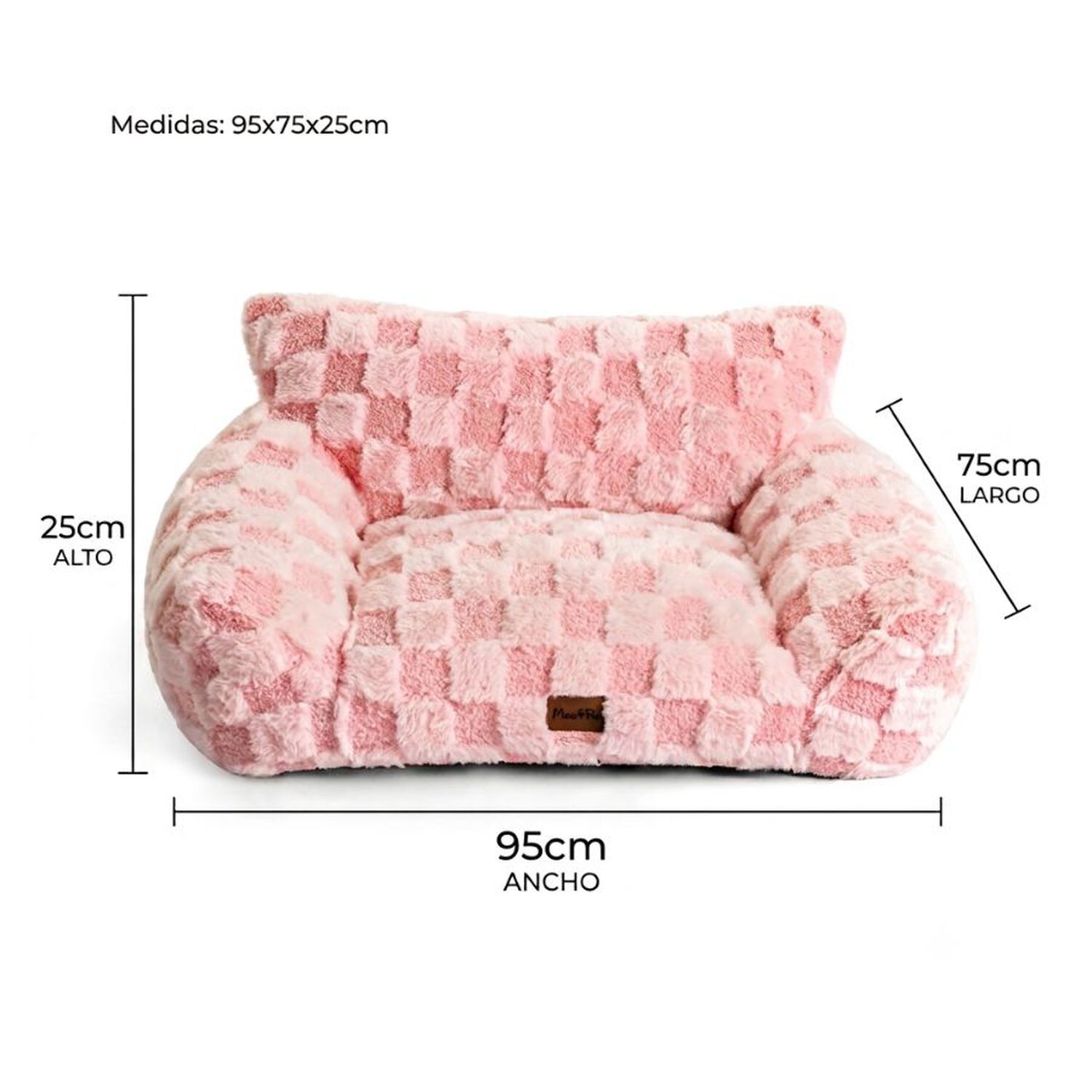 Cama Sof&aacute; Para Perros Y Gatos Dise&ntilde;o Cuadros Rosa Lavable Talla L image number 2.0