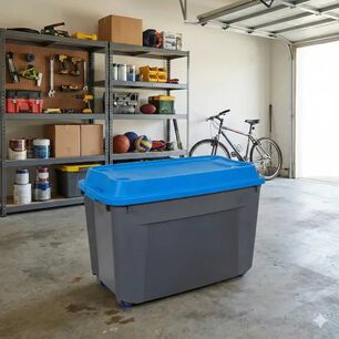 Caja Baul 210 Litros Reyplast Color Gris Tapa Azul