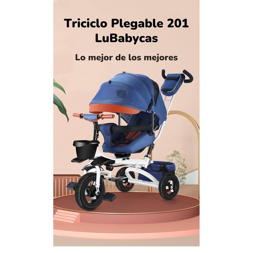 Triciclo Multifuncional Plegable Reclinable Rosado Lubabycas image number 6.0