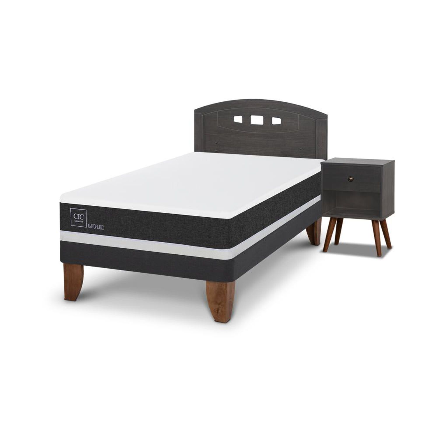 Cama Europea Cic Ortopedic / 1.5 Plazas / Base Normal + Set De Maderas image number 1.0