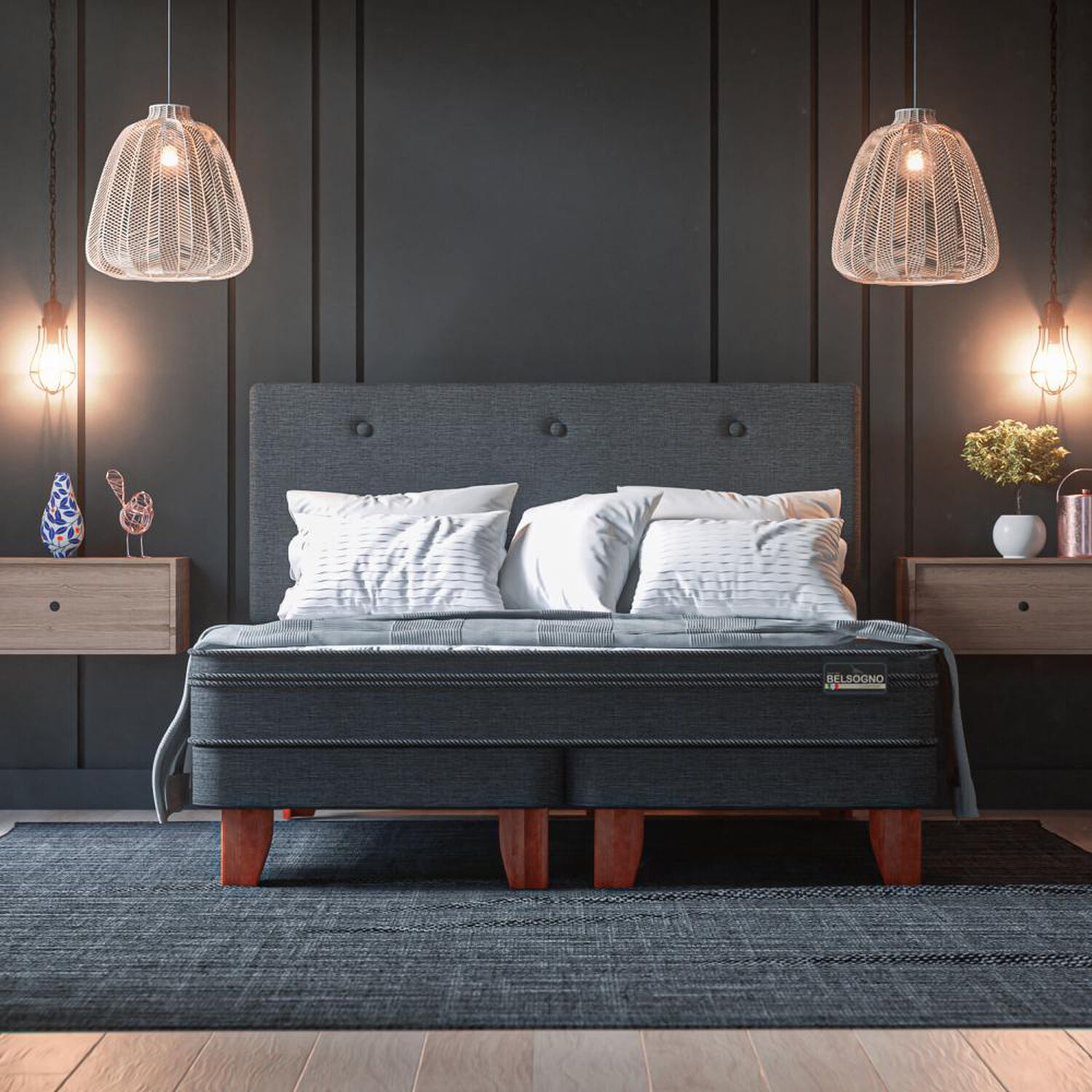 Cama Europea Belsogno Plus / 2 Plazas / Base Dividida + Respaldo image number 5.0