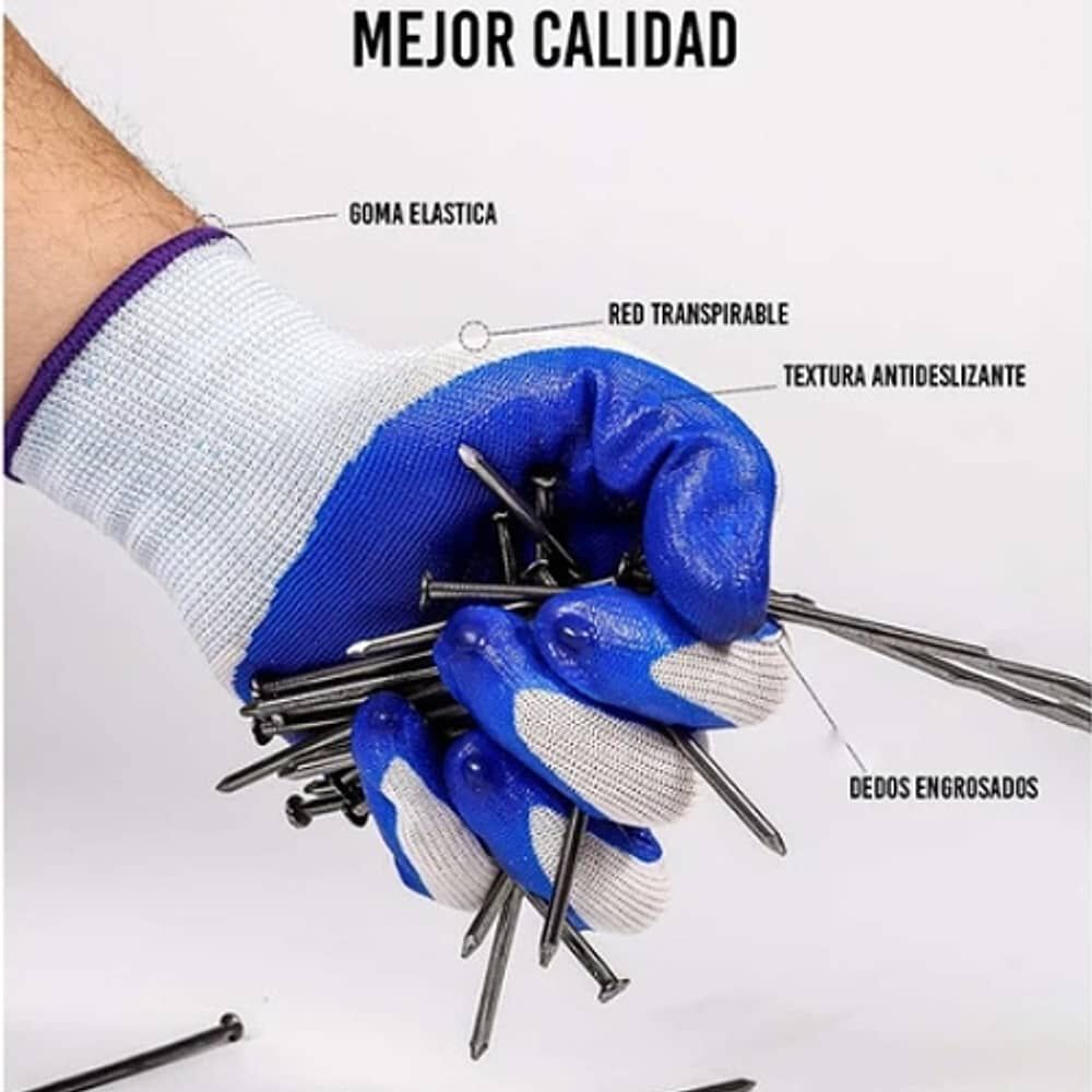 Pack 12 Pares Guantes Goma Antideslizantes Jardin Limpieza image number 3.0