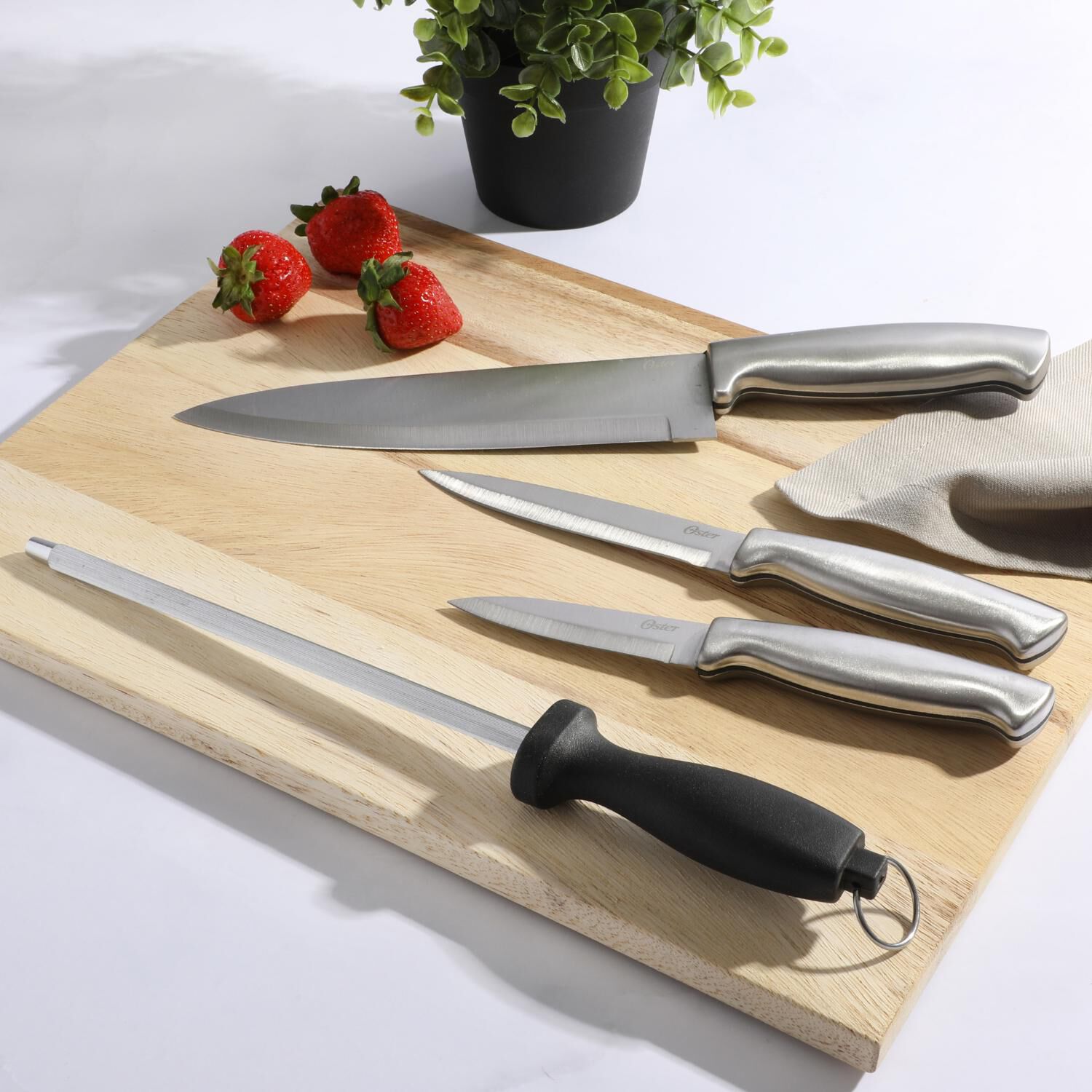 Set Cuchillos Acero Inoxidable Y Afilador Badlwyn 4pcs image number 1.0