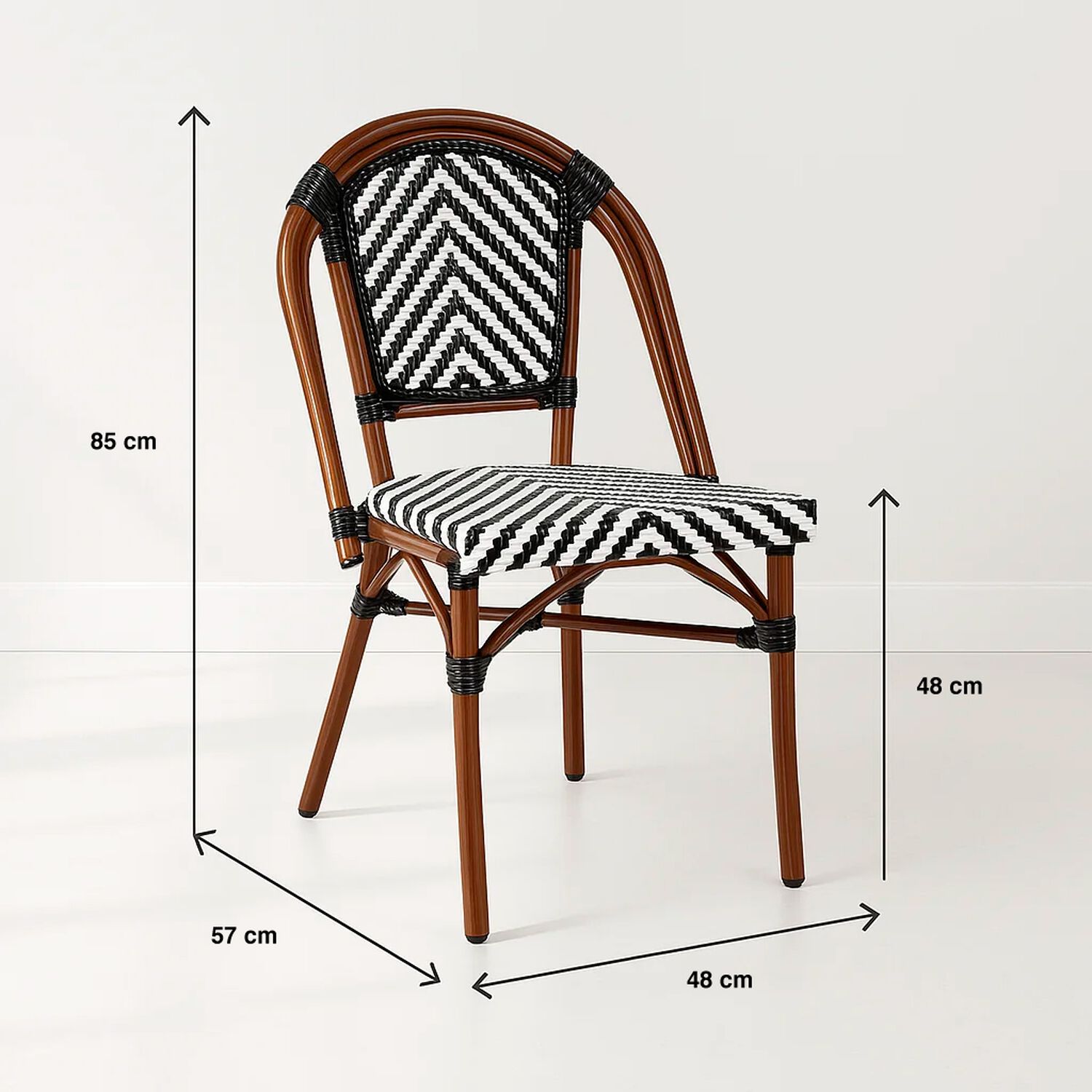Pack De 4 Sillas Bistro Parisina Rattan - Blanca Con Negro image number 3.0