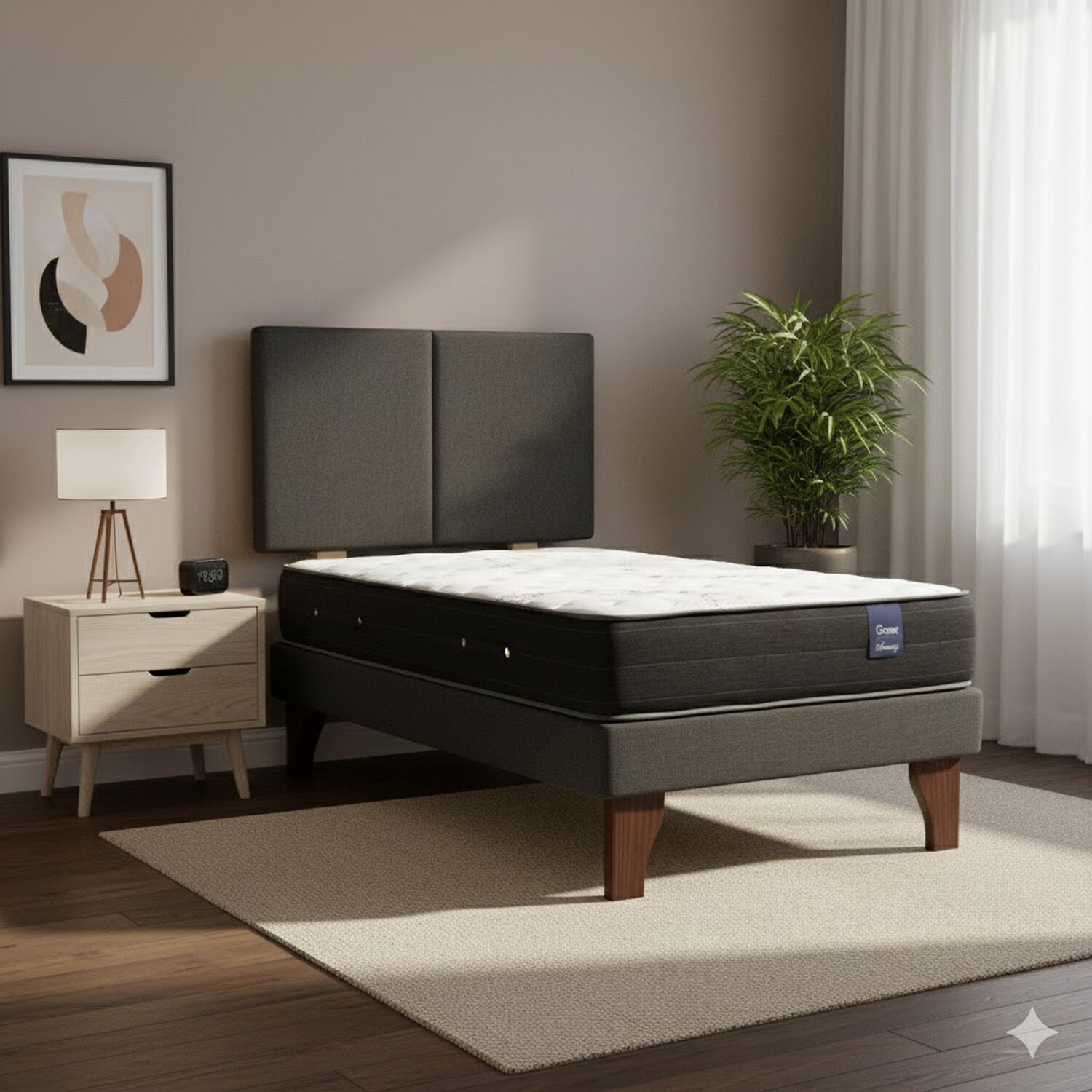 Cama Europea 1 Plaza 190 Respaldo Everest image number 0.0