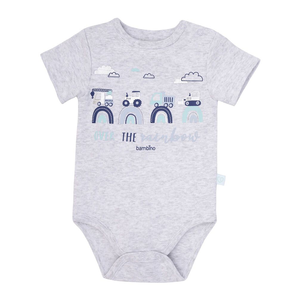 Set 2 Bodys Manga Corta Gris Transportes Ni&ntilde;o 6-9 Meses image number 2.0
