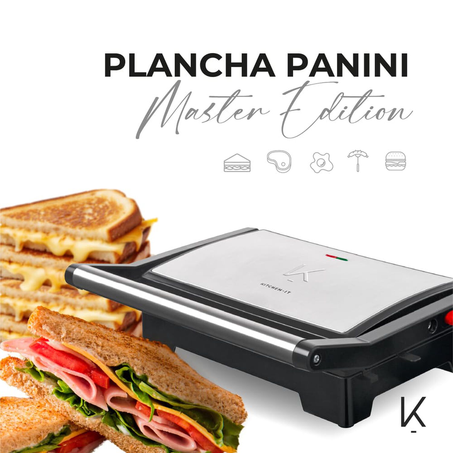 Sandwichera Plancha Panini Master Edition Kitchen-it image number 4.0