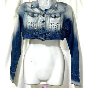 Chaqueta Jeans Azul Con Brillo Talla 6