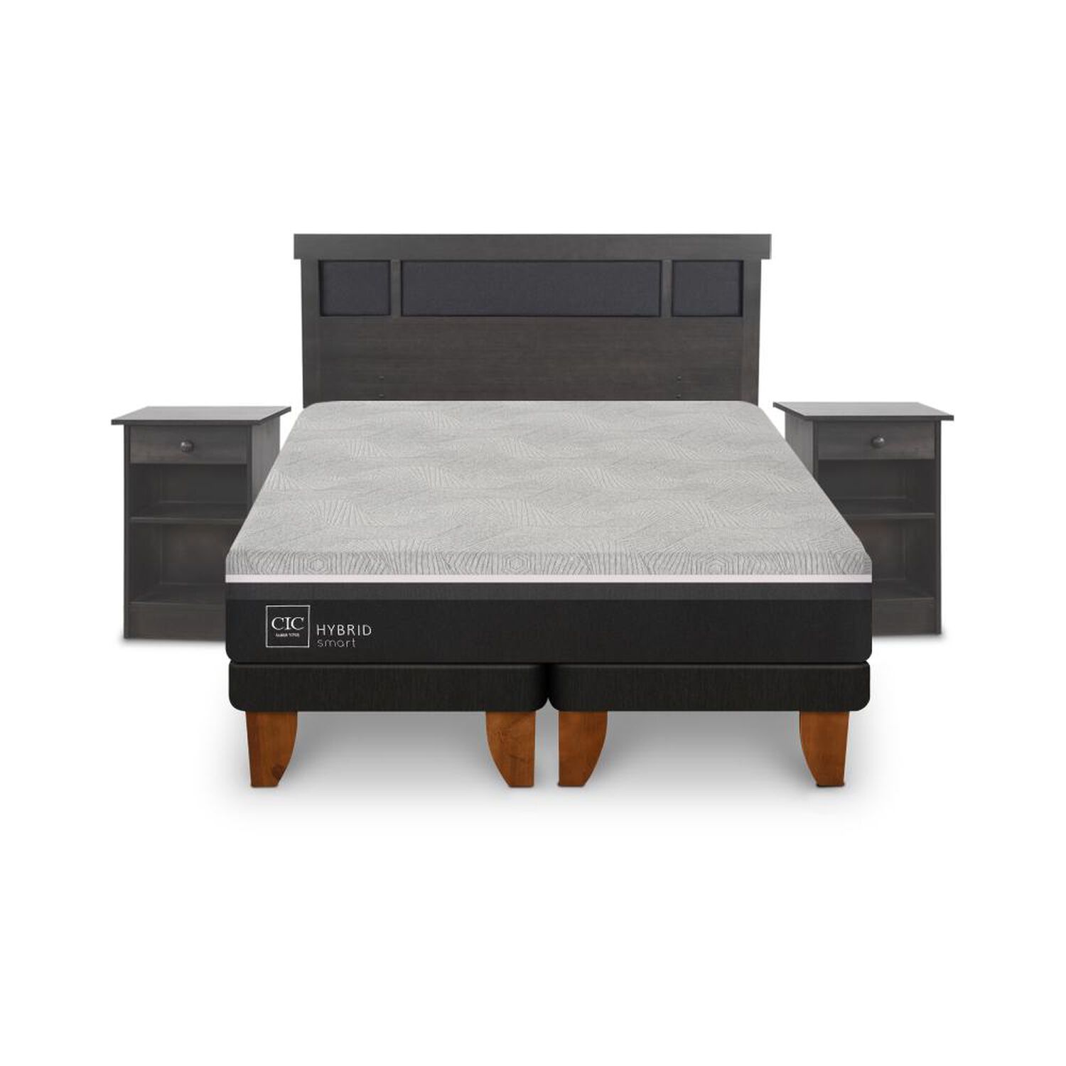 Cama Europea Cic Hybrid Smart / 2 Plazas / Base Dividida + Set De Maderas image number 0.0