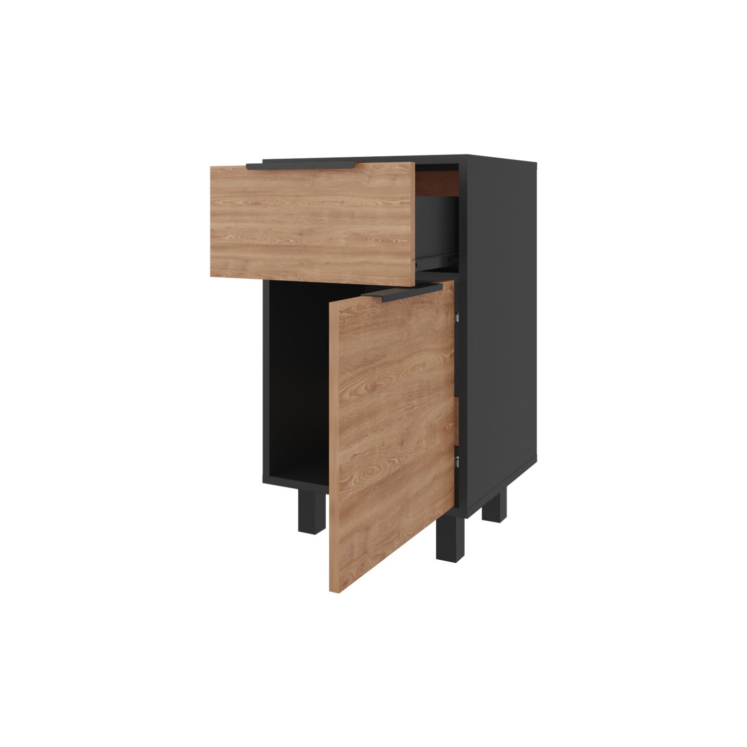 Velador 1 Caj&oacute;n 1 Puerta Fm-002n - Negro Y Caf&eacute; Claro image number 3.0