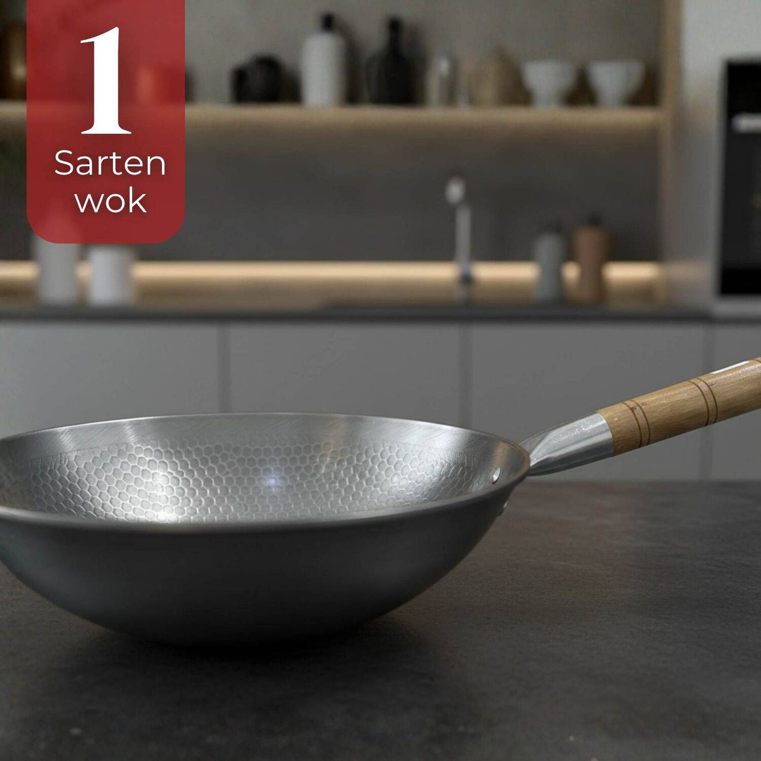 Sart&eacute;n Wok Tradicional Chino De 37cm Acero Al Carbono image number 0.0