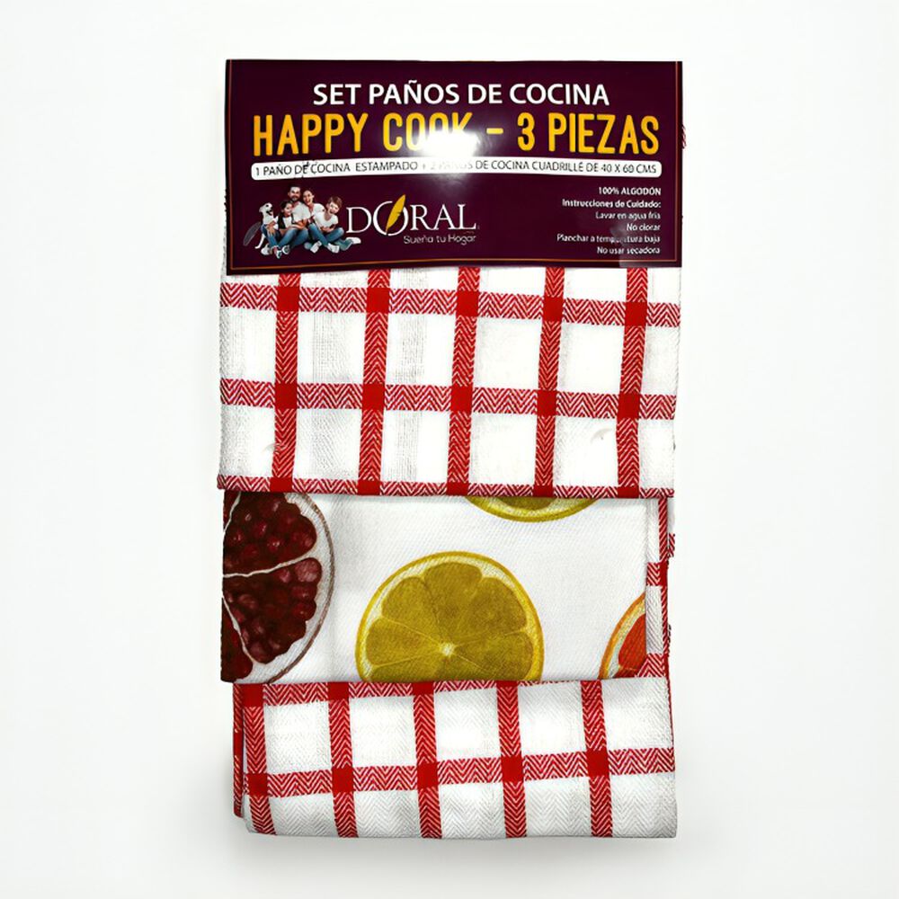 Set 3 Paños De Cocina Happy Cook Rojo image number 1.0