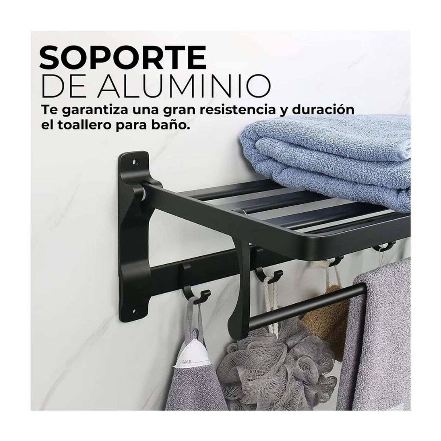 Repisa Toallero Plegable Con Ventosa Organizador Ba&ntilde;o image number 1.0