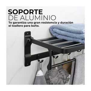 Repisa Toallero Plegable Con Ventosa Organizador Ba&ntilde;o
