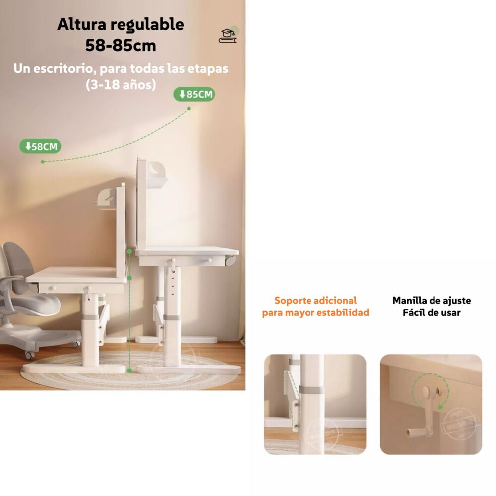 Escritorio Infantil Con Estante Organizador 120cm Lubabycas image number 3.0