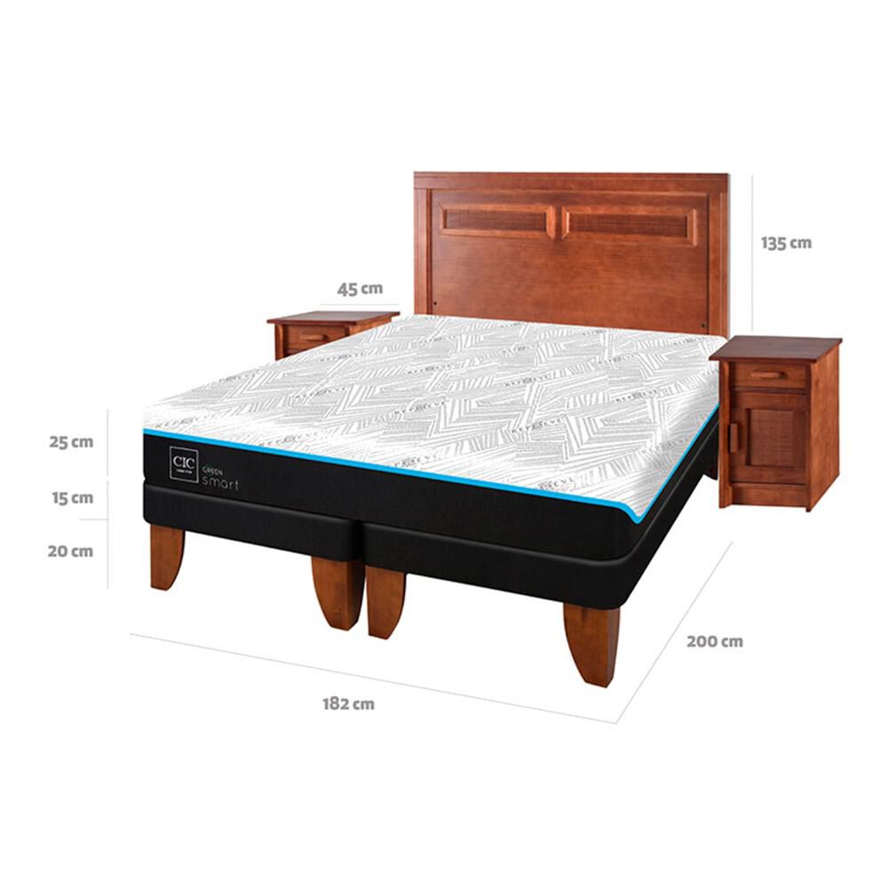 Cama Europea Cic Green Infinity / King / Base Dividida + Set De Maderas image number 6.0
