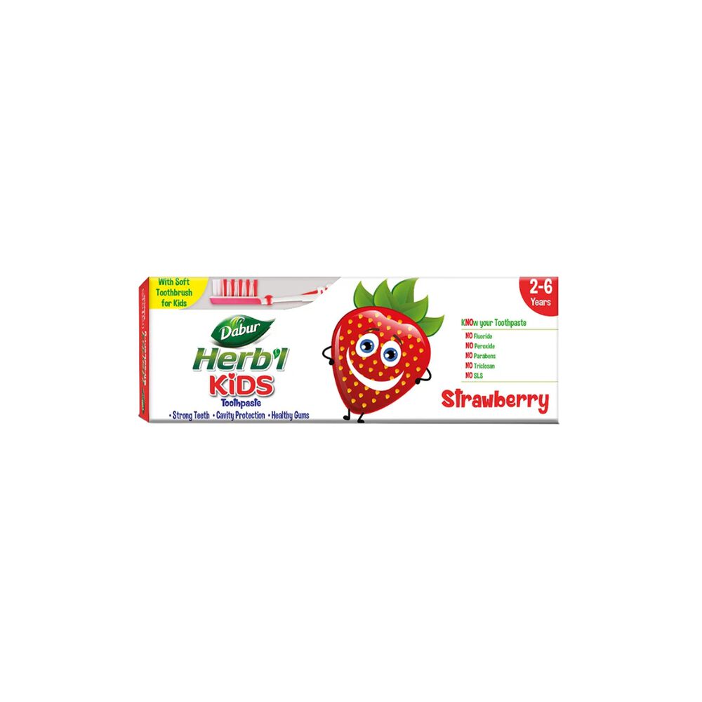 Dabur Herbal Plus Kids Pasta Dental Frutilla 50 Gr + Cepillo image number 0.0