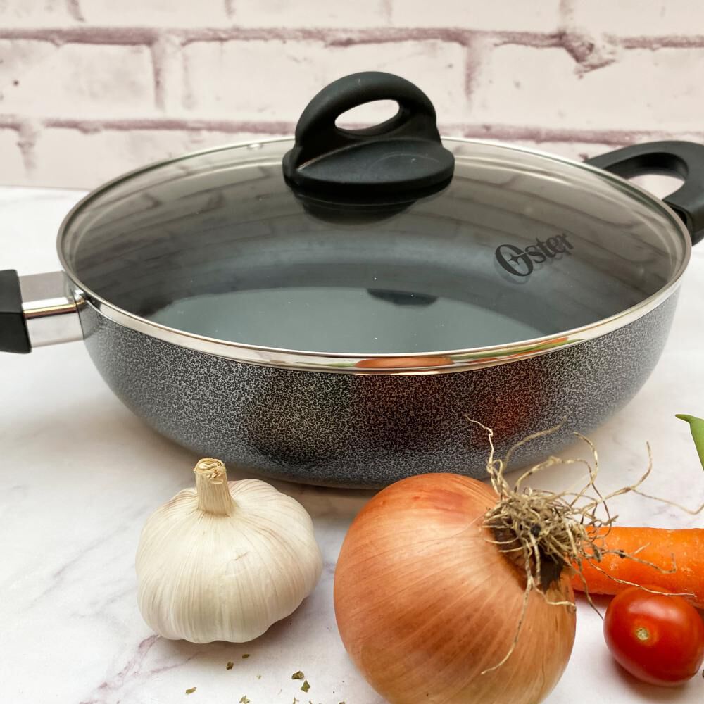 Wok Aluminio Con Tapa Y Manilla Clairborne Oster /  27 Cm / 2 Piezas image number 2.0