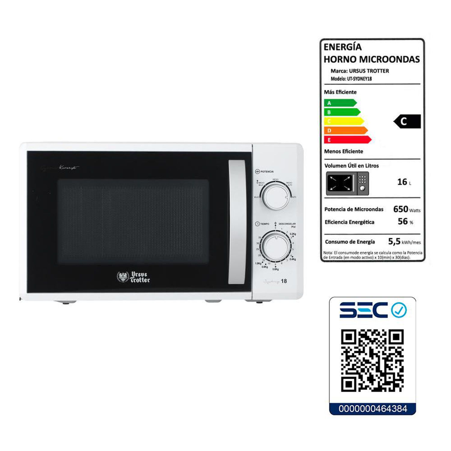 Microondas Ursus Trotter UT-Sydney18 / 18 Litros / 650W image number 6.0