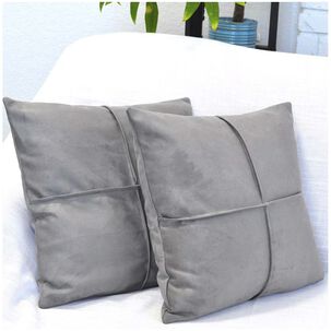 Pack De 02 Fundas De Coj&iacute;n De Semicuero Sint&eacute;tico 50x50 Cm Plomo