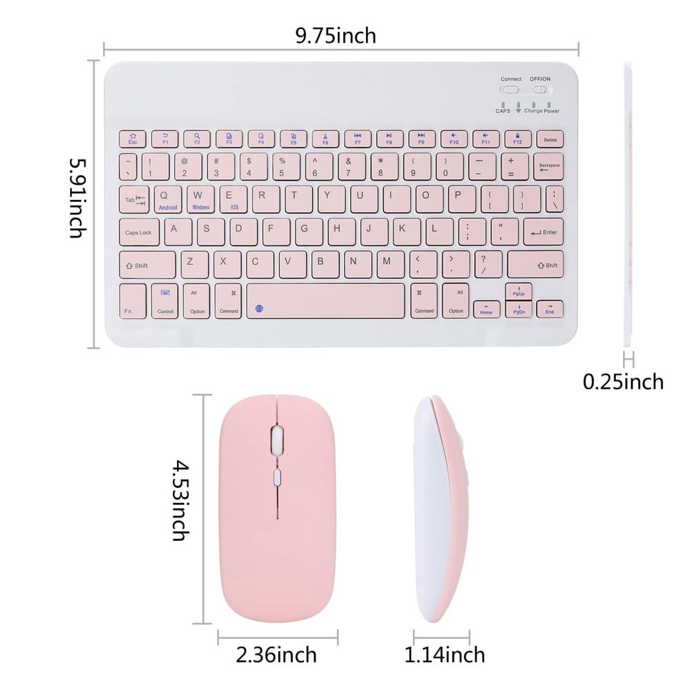 Kit De Teclado Mouse Para Ipad O Tablet Android Slim Rosado image number 2.0