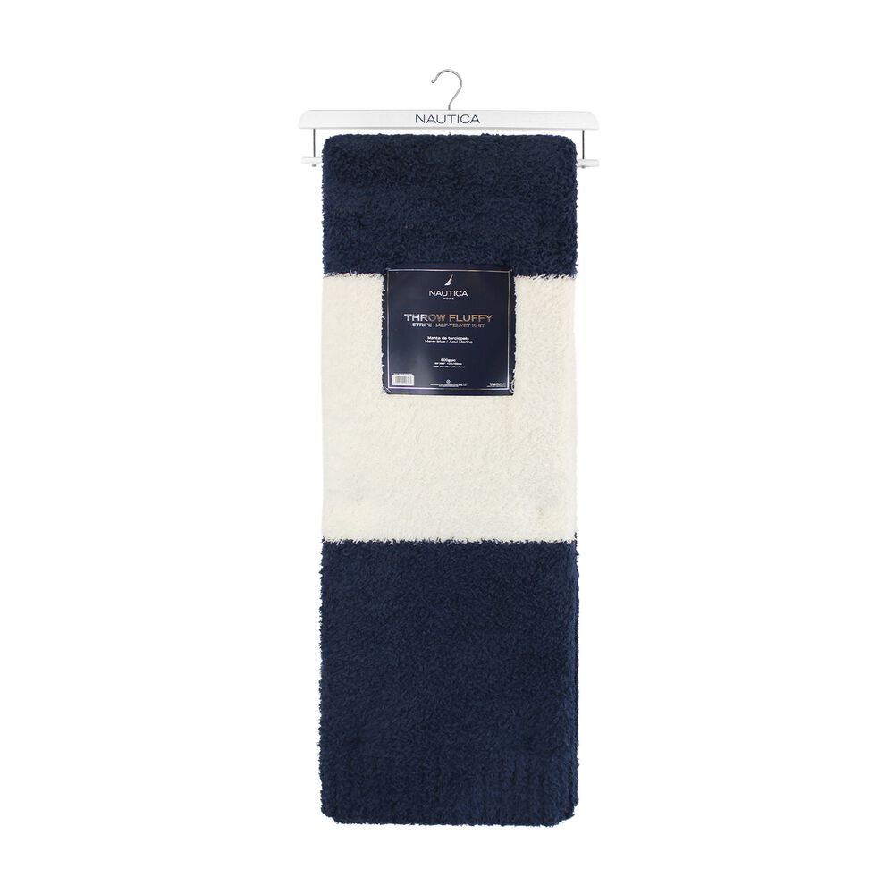 Manta De Franela Nautica 127x152 Fluffy Suavidad Superior Azul Marino image number 5.0