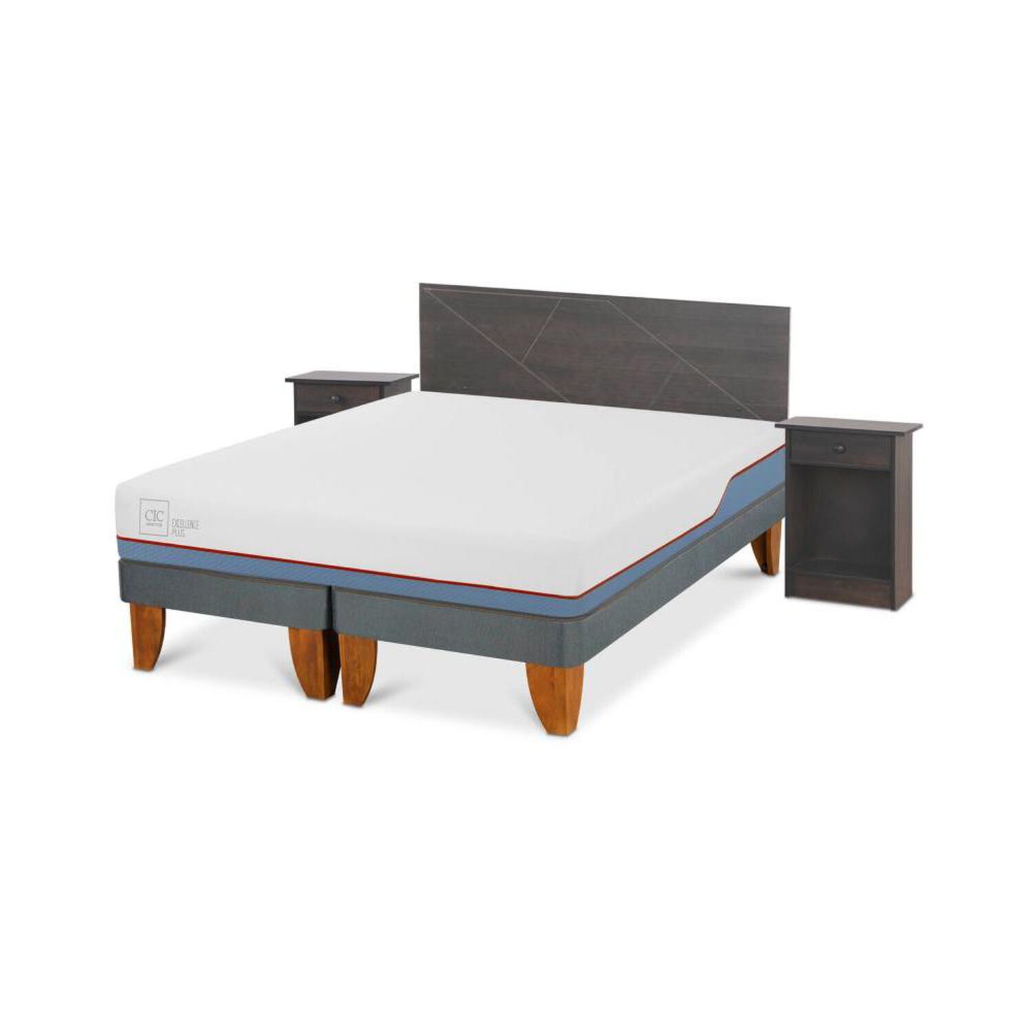 Cama Europea Cic Excellence Plus / 2 Plazas / Base Dividida + Set De Maderas image number 2.0