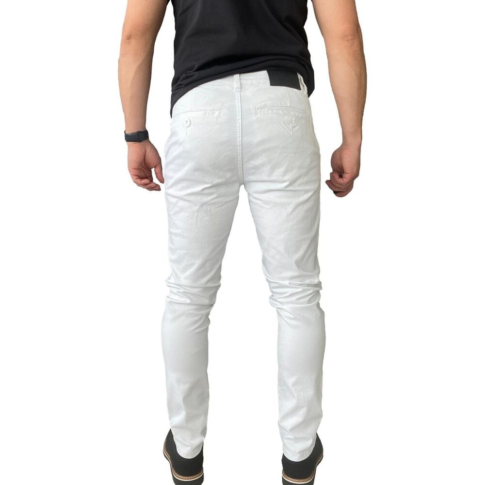 Pantal&oacute;n Elasticados Gabardina Blanco Para Hombres image number 6.0
